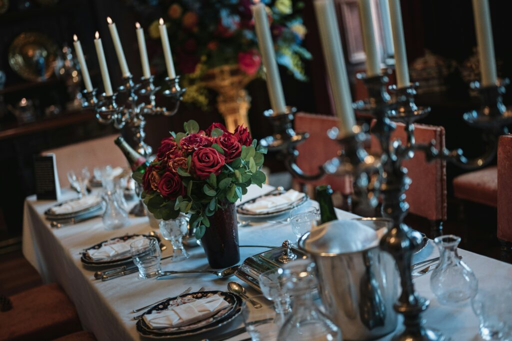 candlelit dinner table
